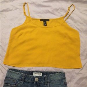 Yellow Crop Tank Top, Forever 21 Size Small